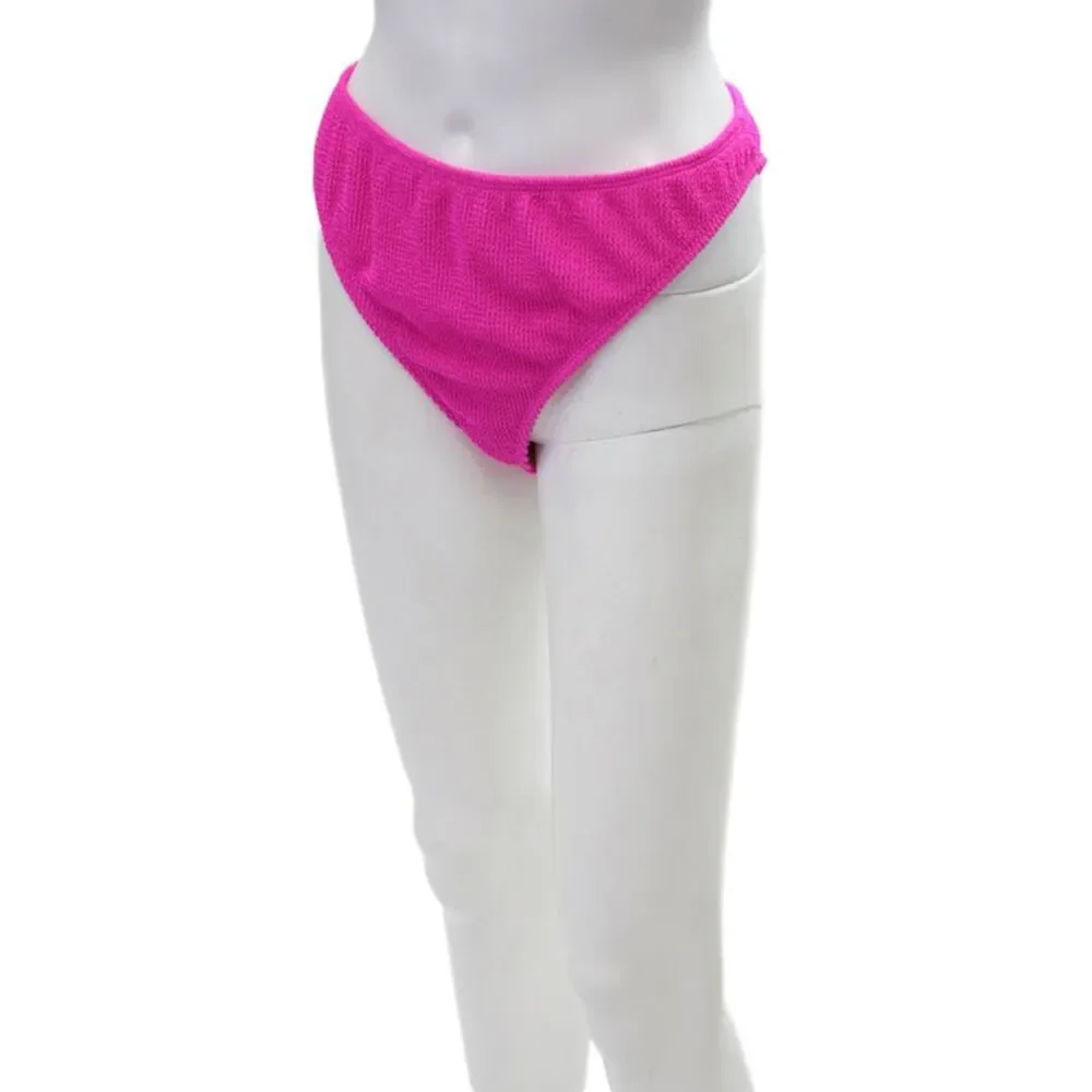 Good American Womens Textured High Waisted Bikini Bottoms Pink Size 5/6